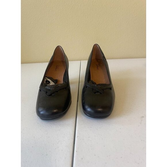 Strictly Comfort Womens Classic Pump Shoes Black Block Heels Leather 7 M - Picture 3 of 15